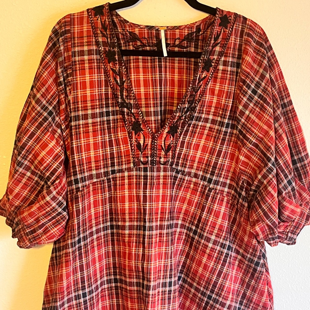 FREE PEOPLE plaid tunic dress